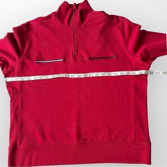 Tommy Hilfiger Y2K Sweatshirt Quarter Zip Red XL - Picture 13 of 14